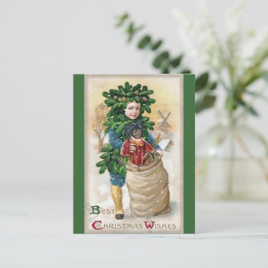 Carte Postale Clapsaddle : Fir Boy avec poupée (Debout devant)