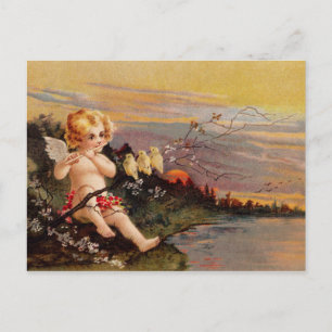Carte Postale Clapsaddle : Little Cherub with Flute and Birds