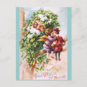 Carte Postale Clapsaddle : Père Mistletoe avec anges (Devant)