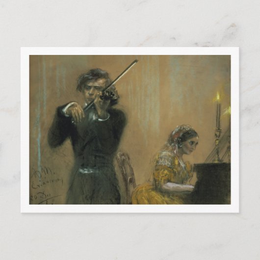 Carte Postale Clara Schumann (1819-96) et un violoniste, 1854 (Devant)
