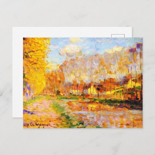 Carte Postale Clarence Gagnon art, Canal du Loing, Moret (Devant / Derrière)