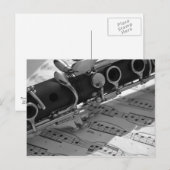 Carte Postale Clarinet avec Partition (Devant / Derrière)