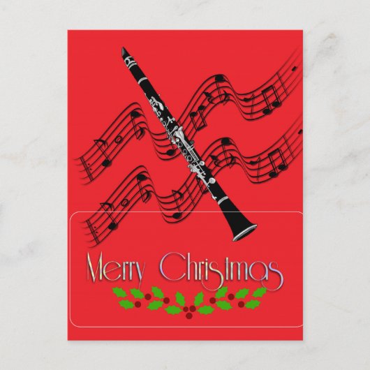 Carte postale Clarinet Christmas Hollly (Devant)