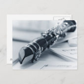 Carte Postale Clarinet sur les feuilles de musique (Devant / Derrière)