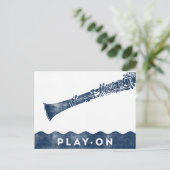 Carte postale Clarinet - Vintage Retro Navy bleu b (Debout devant)