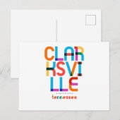 Carte Postale Clarksville Tennessee Mid Century, Pop Art, (Devant / Derrière)