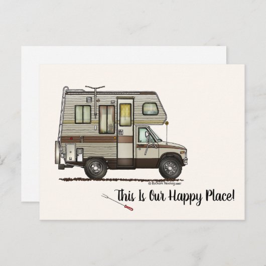 Carte Postale CLASS C RV joyeux camper art Cute (Devant / Derrière)