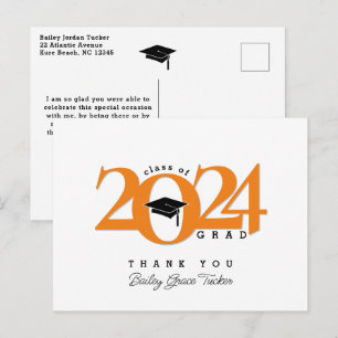 Carte Postale Classe Année Grad Tassel Orange Graduation Merci