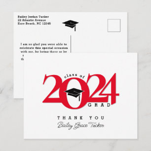 Carte Postale Classe Année Grad Tassel Red Graduation Merci