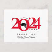 Carte Postale Classe Année Grad Tassel Red Graduation Merci (Devant)