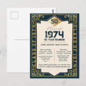 Carte Postale Classe Art Déco de 1974 50 Année Réunion du lycée (Devant / Derrière)