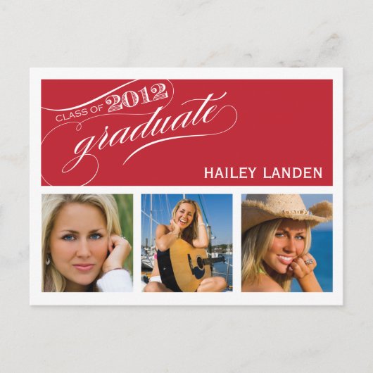 Carte Postale Classe de 2012 Graduation Invitation Postcard (Devant)