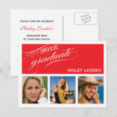 Carte Postale Classe de 2012 Graduation Invitation Postcard | Re (Devant / Derrière)