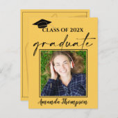 Carte Postale Classe De 2024 Faire-part Diplômé En Photo Jaune (Devant / Derrière)
