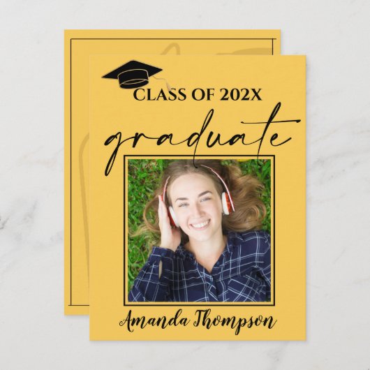 Carte Postale Classe De 2024 Faire-part Diplômé En Photo Jaune (Devant / Derrière)