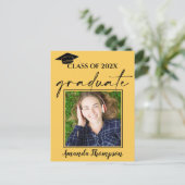 Carte Postale Classe De 2024 Faire-part Diplômé En Photo Jaune (Debout devant)