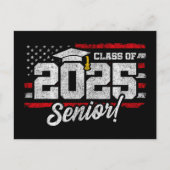 Carte Postale Classe de 2025 Graduation American Flag Senior 202 (Devant)