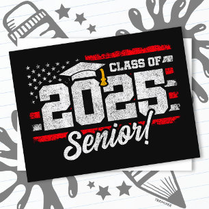 Carte Postale Classe de 2025 Graduation American Flag Senior 202