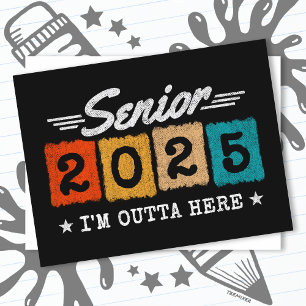 Carte Postale Classe de 2025 Graduation Rétro Vintage Senior 202