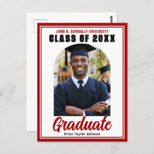 Carte Postale Classe de 2025 Red Graduation Photo Moderne Gradua