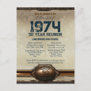 Carte Postale Classe de football de 1974 Réunion de 50 ans lycée