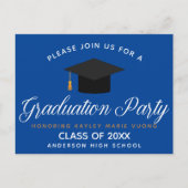 Carte Postale Classe de Graduation Bleue de 2022 Custom School P (Devant)