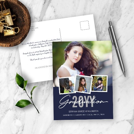 Carte Postale Classe de Graduation Design Moderne de 2019 4 Phot