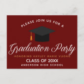 Carte Postale Classe de Graduation Rouge de 2023 Custom School P (Devant)