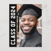 Carte Postale Classe de l'année 2024 moderne noir diplôme photo (Devant)