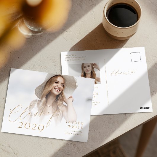 Carte Postale Classe de Script Chic Moderne de 2025 Diplôme Phot