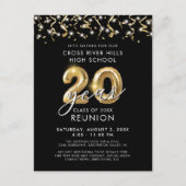 Carte Postale Classe Réunion 20 ans Black Gold Ballons Invitatio (Devant)