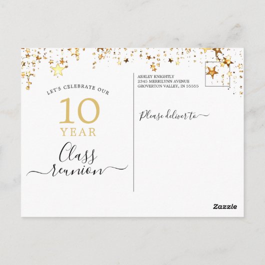 Carte Postale Classe Reunion Black Gold Stars Lights N'Importe Q (Dos)