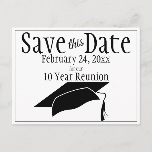 Carte Postale Classe Reunion Enregistrer La Date Black Graduatio (Devant)