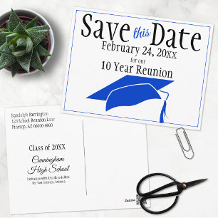 Carte Postale Classe Reunion Enregistrer La Date Bleue Plafond G