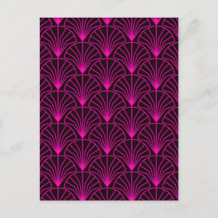 Carte Postale Classic Art Deco Pattern in pink and black