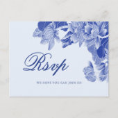 Carte Postale Classic Blue Chinoiserie Floral Wedding RSVP (Devant)