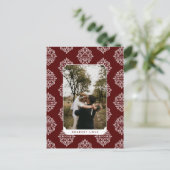 Carte Postale Classic Damask Elegant Script Valentine's Day Card (Debout devant)