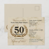 Carte Postale Classic élégant 50ème Réunion du lycée - 2 jours (Devant / Derrière)