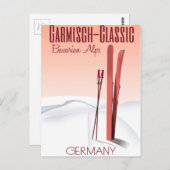 Carte Postale Classic Garmisch, Alpes bavaroises poster ski (Devant / Derrière)