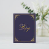Carte Postale Classic Gold Frame Wedding RSVP Postcard (Debout devant)