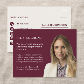 Carte Postale Classic Key Introduction Maroon Real Estate Agent