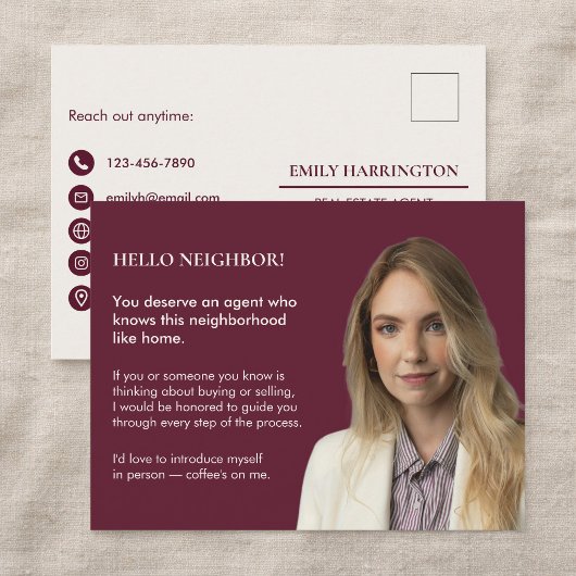 Carte Postale Classic Key Introduction Maroon Real Estate Agent
