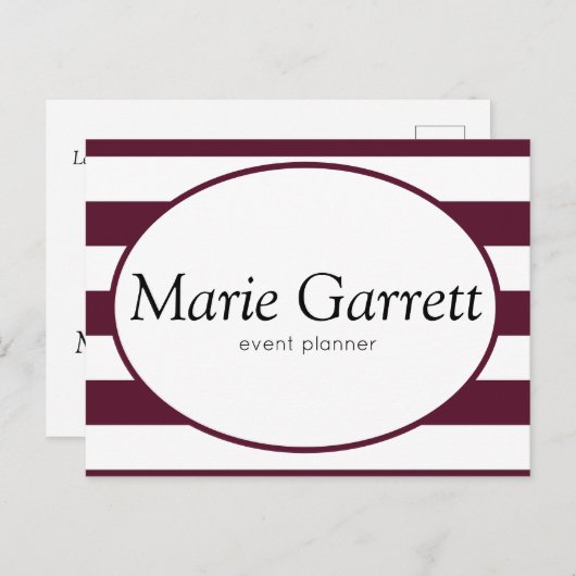 Carte Postale Classic Maroon Stripes Business (Devant / Derrière)