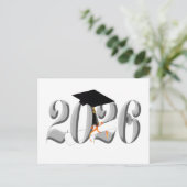 Carte Postale Classic Silver Class of 2026 Graduation (Debout devant)