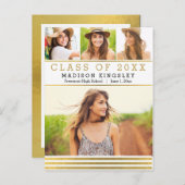 Carte Postale Classic Stripes Graduation Faire-par (Devant / Derrière)