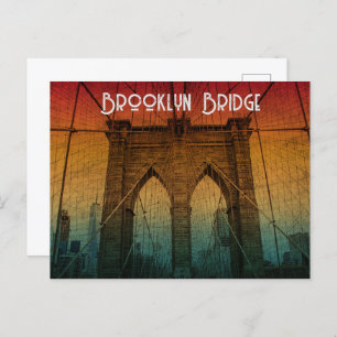 Carte Postale Classic Vintage Sunset Brooklyn Bridge New York