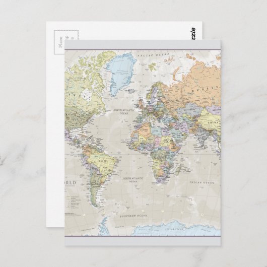 Carte Postale Classic World Map (Devant / Derrière)