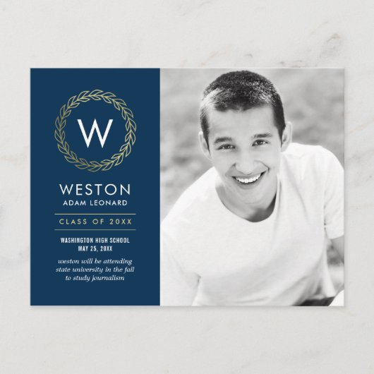 Carte Postale Classic Wreath EDITABLE COULEUR Graduation (Devant)