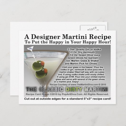 Carte postale classique à base de martini (Devant / Derrière)