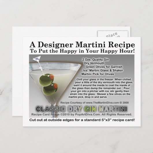 Carte postale classique à base de martini à base d (Devant / Derrière)